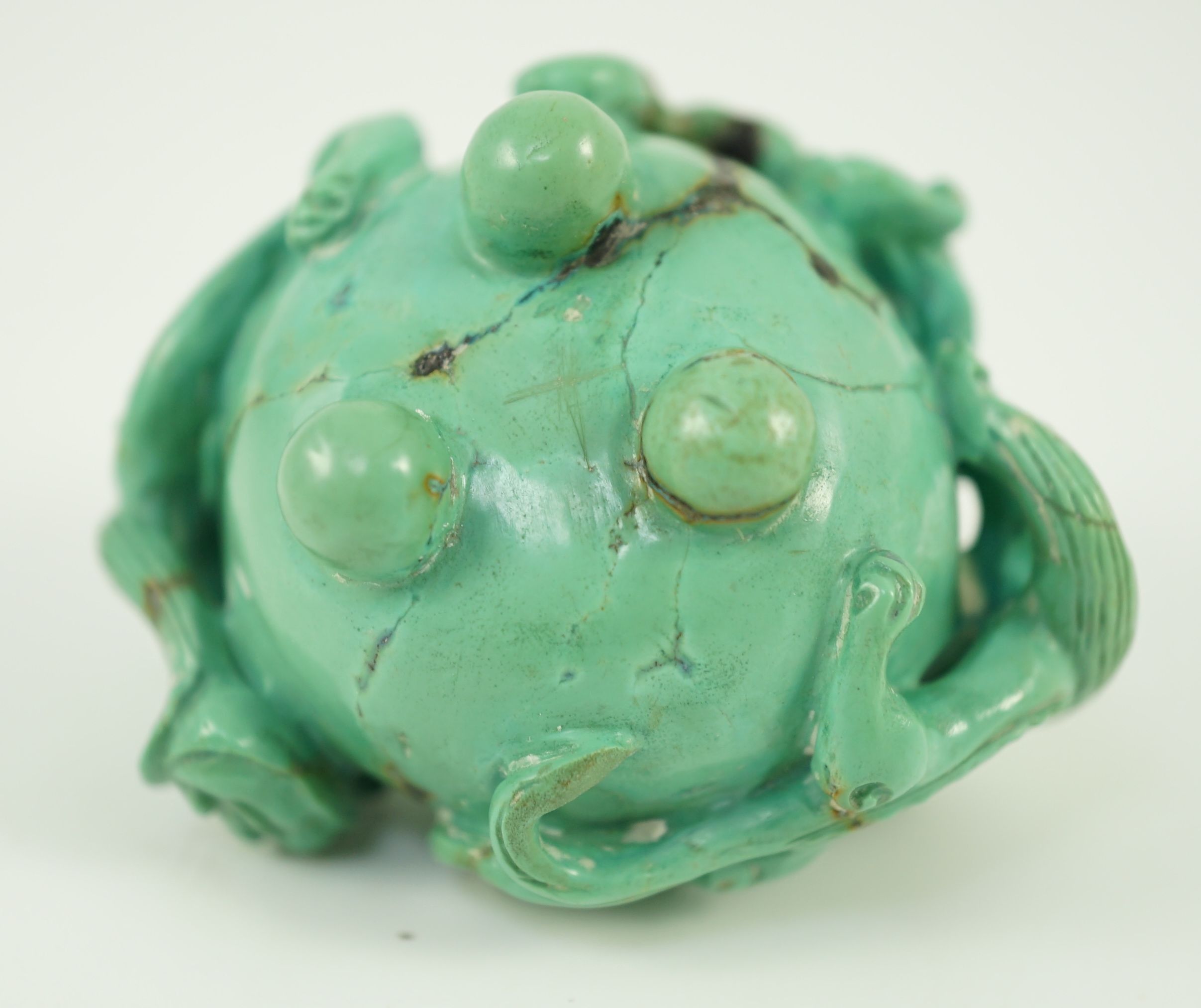 A small Chinese turquoise matrix waterpot, 18th/19th century 5.3 cm wide